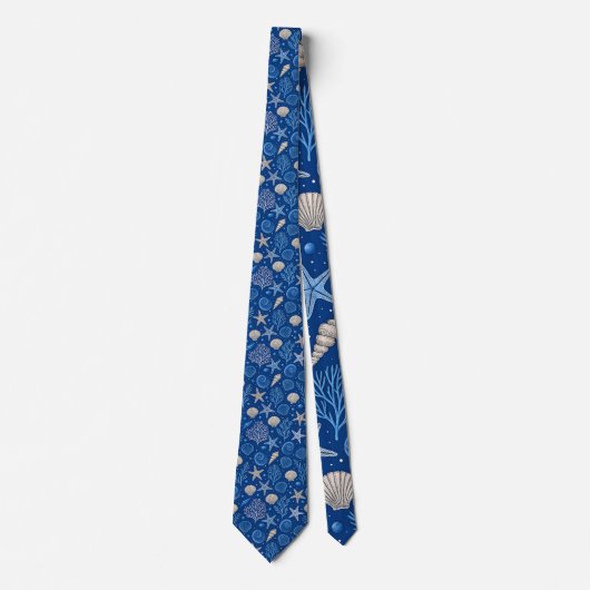 Nautical Seashells Custom Necktie ネクタイ (正面)