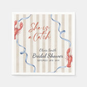 Nautical She’s a Catch Lobster Bridal Shower スタンダードカクテルナプキン (正面)