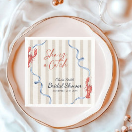Nautical She’s a Catch Lobster Bridal Shower スタンダードカクテルナプキン