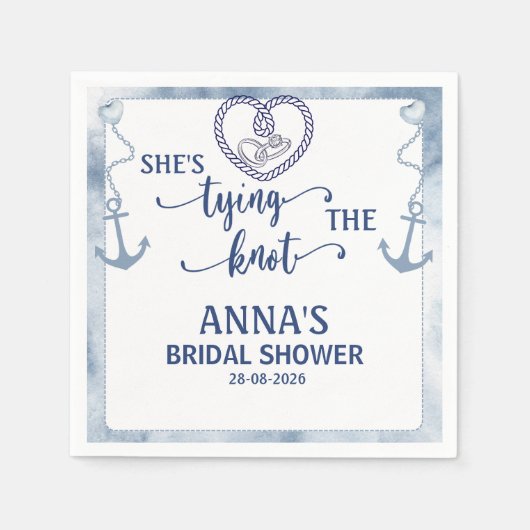 Nautical Shes Tying the Knot Bridal Elegant Anchor スタンダードカクテルナプキン (正面)