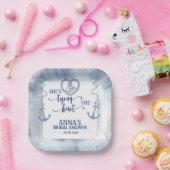 Nautical Shes Tying the Knot Bridal Shower Elegant ペーパープレート (パーティー)