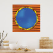 Nautical Ship Porthole Window with Blue Water ポスター (キッチン)