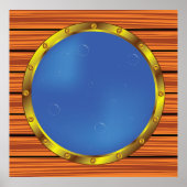 Nautical Ship Porthole Window with Blue Water ポスター (正面)