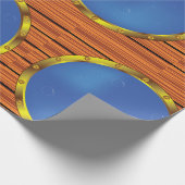 Nautical Ship Porthole Window with Blue Water ラッピングペーパー (角)