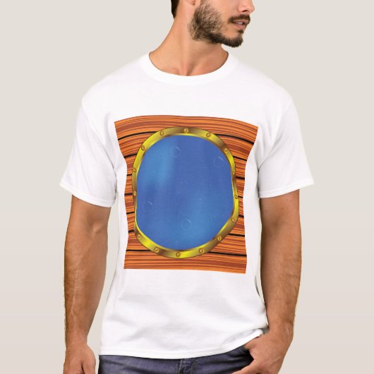 Nautical Ship Porthole Window with Blue Water Tシャツ (正面)