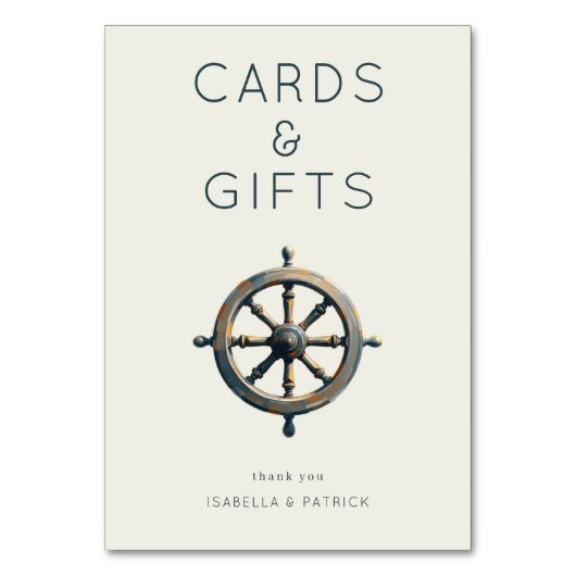 Nautical Silver Realistic Ship's Wheel テーブルナンバー (正面)