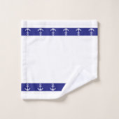 Nautical Simple, Elegant, Anchors on Blue & White バスタオルセット (ウォッシュタオル)