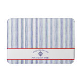Nautical Stripe Monogram Boat Name Design バスマット (正面)