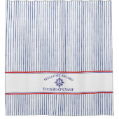  Nautical Stripe Monogram Boat Name Shower Curtain シャワーカーテン (正面)