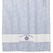  Nautical Stripe Monogram Boat Name Shower Curtain シャワーカーテン (正面)