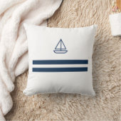 Nautical Stripe Sailboat クッション (ブランケット)