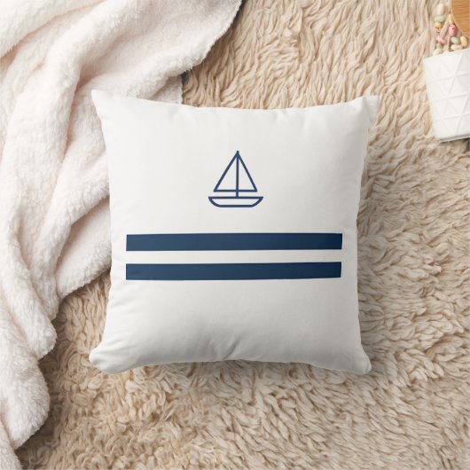 Nautical Stripe Sailboat クッション (ブランケット)