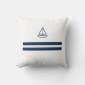 Nautical Stripe Sailboat クッション (正面)