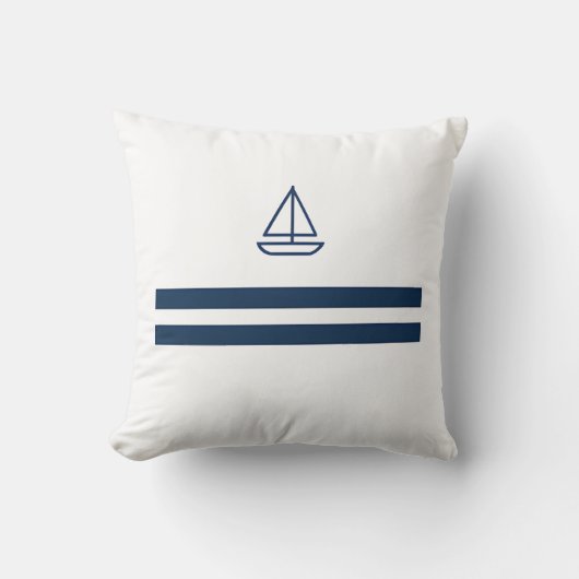 Nautical Stripe Sailboat クッション (正面)