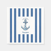 Nautical Striped Anchor Birthday スタンダードカクテルナプキン (正面)