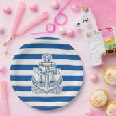 Nautical Striped Anchor Birthday ペーパープレート (パーティー)