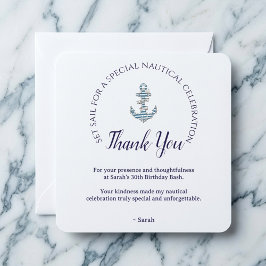 Nautical Striped Anchor Birthday Party  サンキューカード