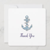 Nautical Striped Anchor Birthday Party  サンキューカード (裏面)