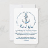 Nautical Striped Anchor Birthday Party サンキューカード (正面)
