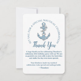 Nautical Striped Anchor Birthday Party  サンキューカード