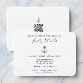 Nautical Striped Anchor Birthday Party QR Code 出欠カード