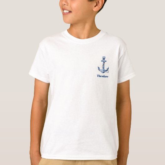 Nautical Striped Anchor Birthday Tシャツ (正面)