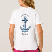 Nautical Striped Anchor Birthday Tシャツ (裏面)