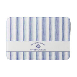 Nautical Striped Monogram Boat Name Design バスマット