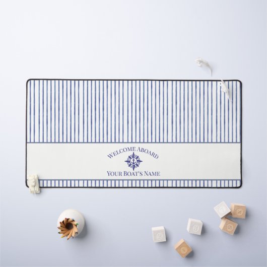 Nautical Striped Monogram Boating Name Design デスクマット (キッズテーブル)