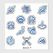 Nautical Striped Seashell Sticker Sheet シール (シート)