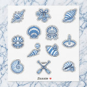 Nautical Striped Seashell Sticker Sheet シール