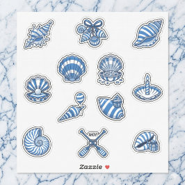 Nautical Striped Seashell Sticker Sheet シール
