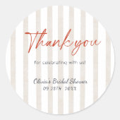 Nautical Stripes Lobster Bridal Shower Thank You ラウンドシール (正面)