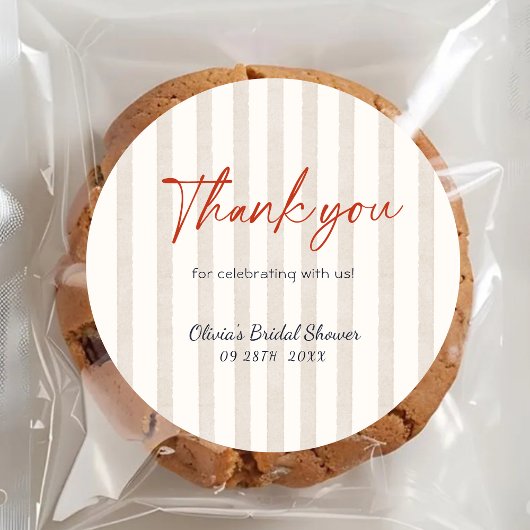 Nautical Stripes Lobster Bridal Shower Thank You ラウンドシール
