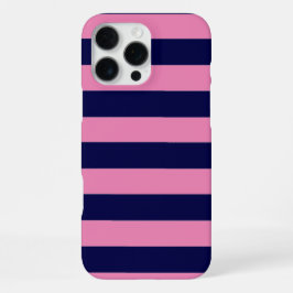 Nautical Stripes Navy Blue and Pink iPhone 16 Pro Maxケース