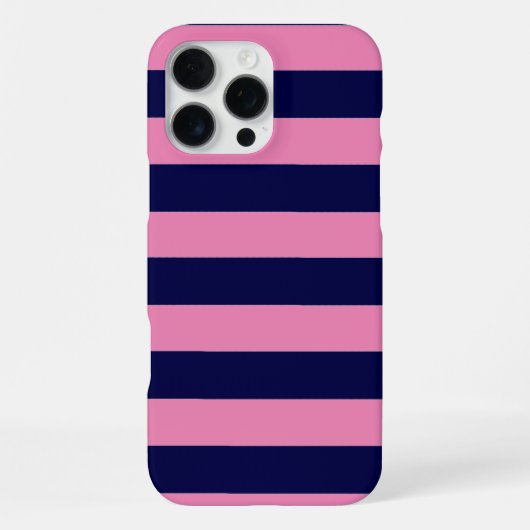 Nautical Stripes Navy Blue and Pink iPhoneケース (裏面)