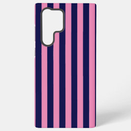 Nautical Stripes Navy Blue and Pink Samsung Galaxy S22 Ultraケース