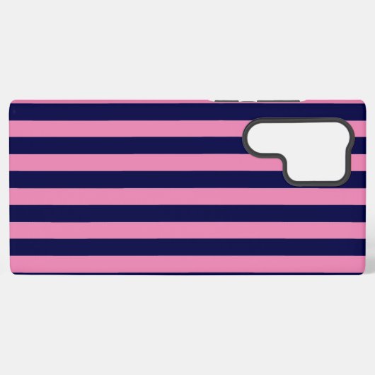 Nautical Stripes Navy Blue and Pink Samsung Galaxyケース (裏面横)