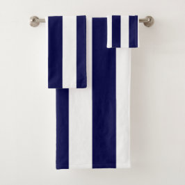 Nautical Stripes Navy Blue and White バスタオルセット