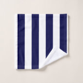 Nautical Stripes Navy Blue and White バスタオルセット (ウォッシュタオル)