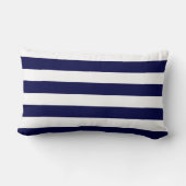 Nautical Stripes Navy Blue and White ランバークッション (裏面)