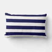 Nautical Stripes Navy Blue and White ランバークッション (正面)