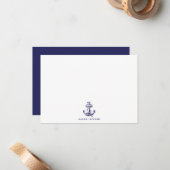 Nautical Theme Navy Blue Anchor ノートカード (正面/裏面インサイチュ)