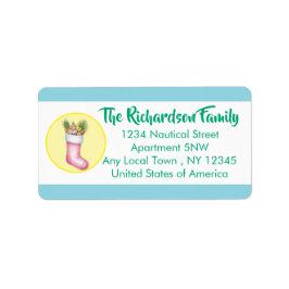 Nautical Themed Holiday Card Label ラベル