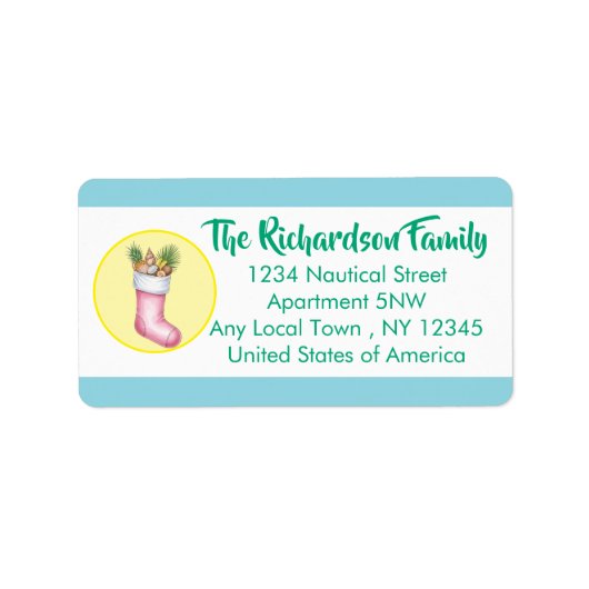 Nautical Themed Holiday Card Label ラベル (正面)