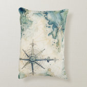 Nautical Themed Vintage Sailboat Old Map アクセントクッション (裏面(縦))