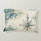 Nautical Themed Vintage Sailboat Old Map アクセントクッション (裏面)