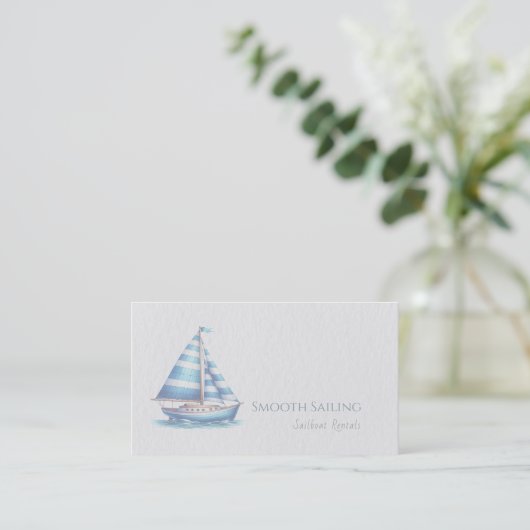 Nautical Themed | Watercolor Sailboat 名刺 (スタンド正面)