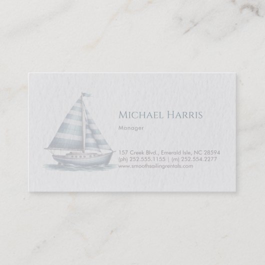 Nautical Themed | Watercolor Sailboat 名刺 (裏面)