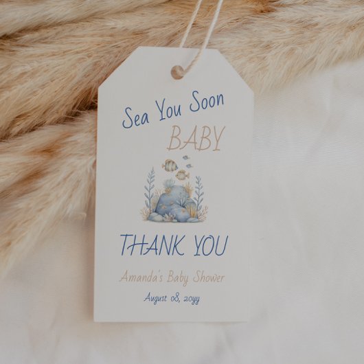 Nautical Under The Sea You Soon Baby Shower ギフトタグ